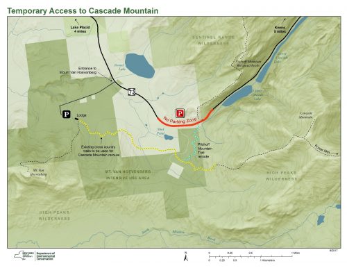 Temporary Access to Cascade Mountain Map