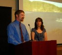 Matt Stanley, Manager, Santa's Workshop; Kathryn Reiss, owner, High Falls Gorge represent the Adirondack Attractions group