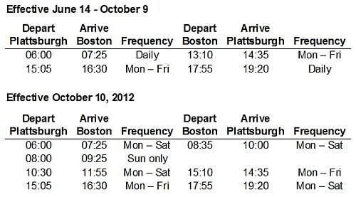 PenAir Schedule - Plattsburgh/Boston