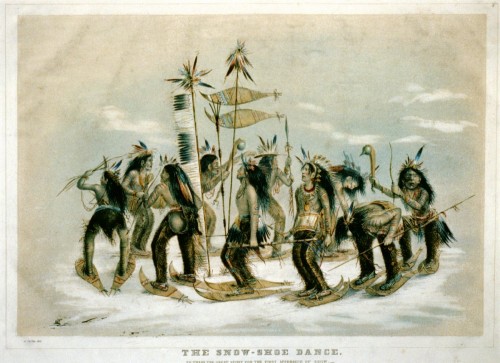 The snow-shoe dance: to thank the great spirit for the first appearance of snow